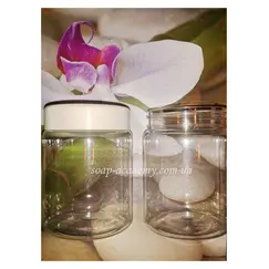 Баночка прозрачная с белой крышкой 150мл