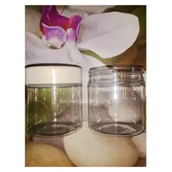 Баночка прозрачная с белой крышкой 250мл