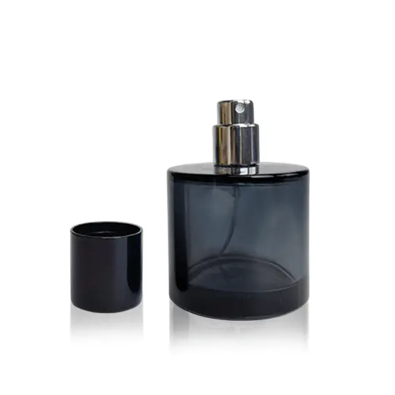 Флакон для парфумерії скляний 50 мл Чорний з алюмінієвим розпилювачем, Колір флакона: Чорний, зображення 2