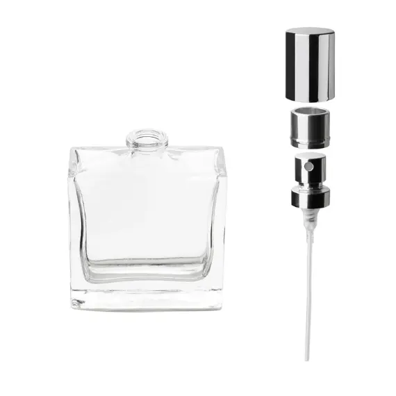 Парфумерний флакон прозорий 35 мл під завальцювання і самозащіпку срібний, зображення 2